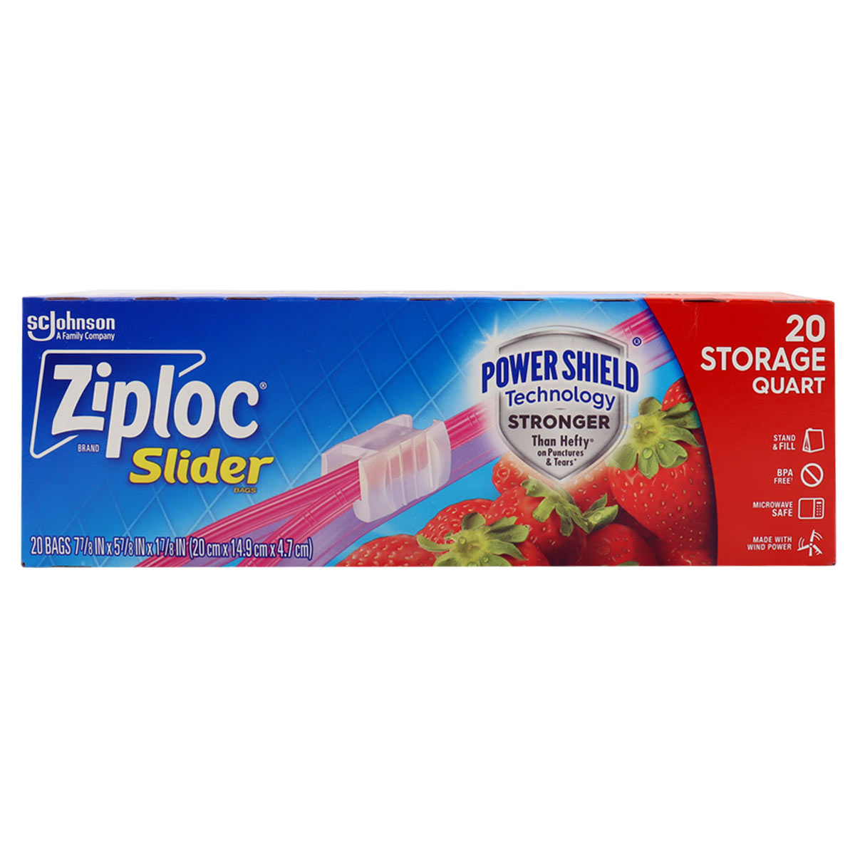 Ziploc Slider Storage Quart Medium 20 Pieces 1 Pack