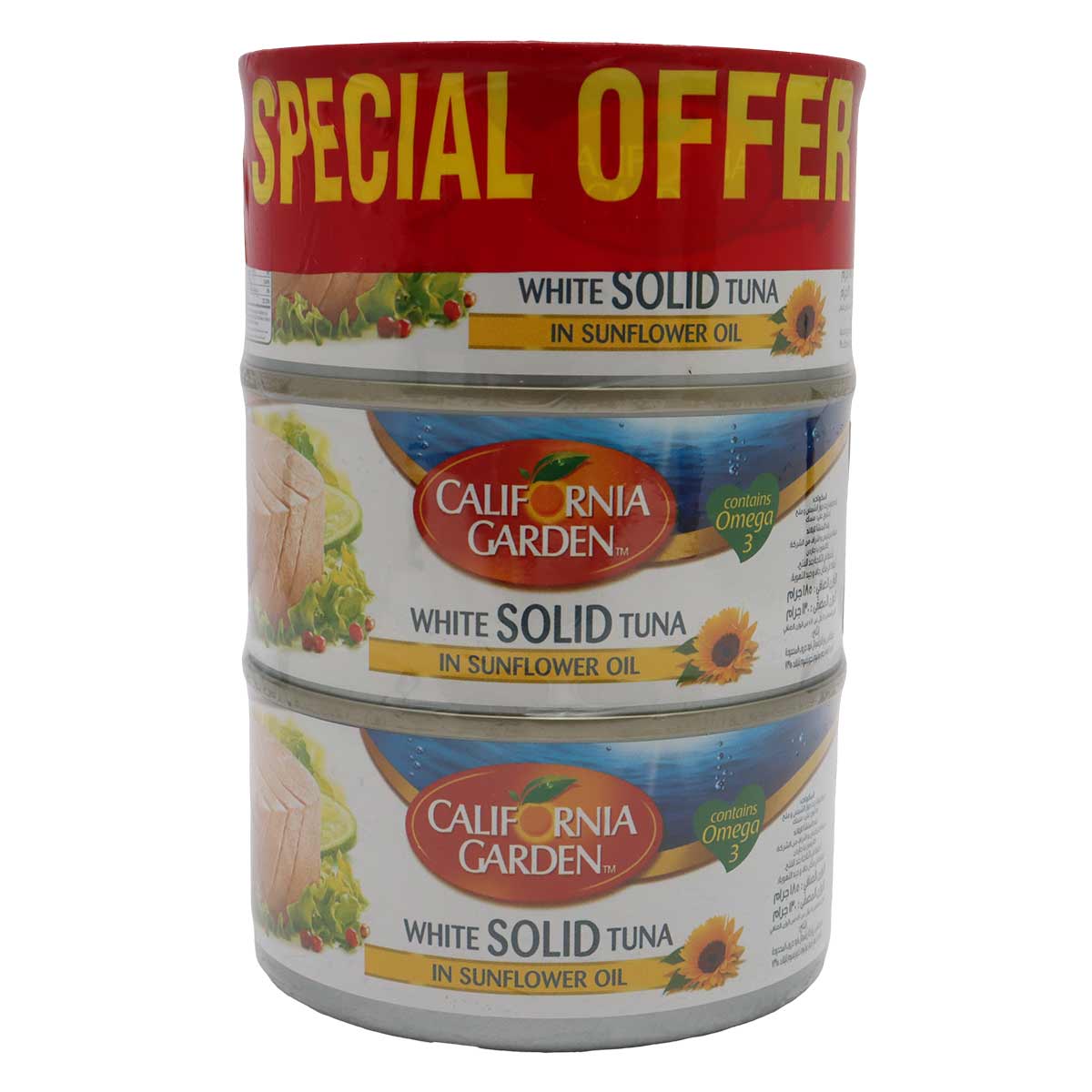 California Garden White Solid Canned Tuna in Sunflower Oil 3x185g