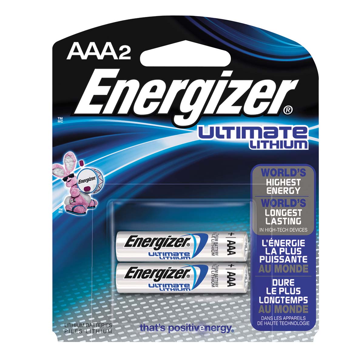Energizer L92 Lithium Batteries AAA Size 1x2 Pieces