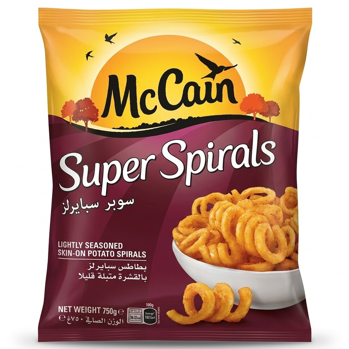 McCain Super Spirals Frozen Skin On Potato Spirals 750g