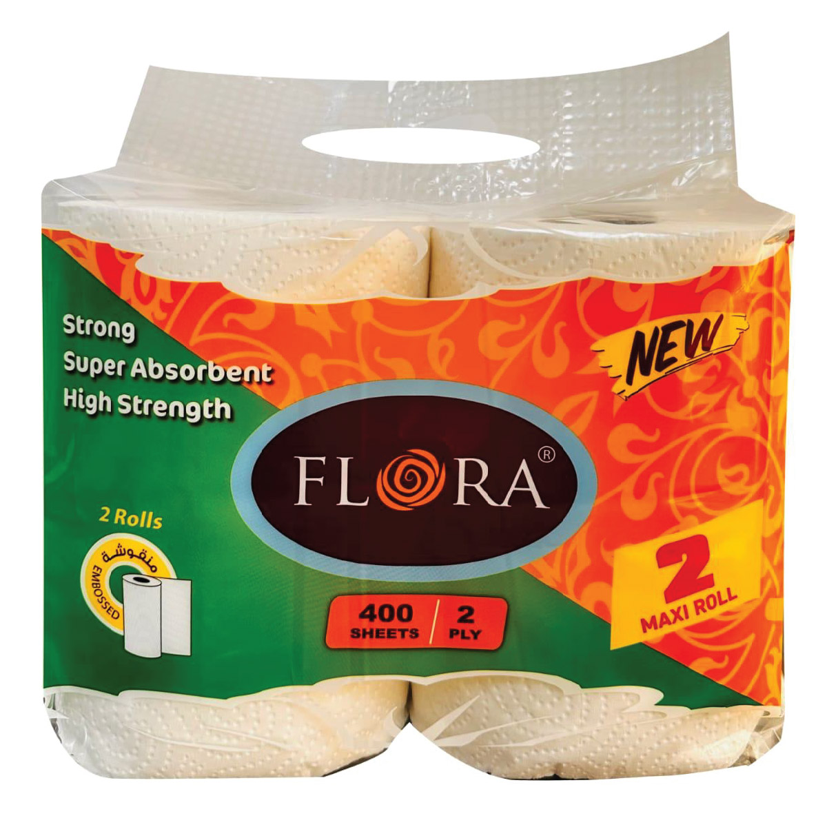 Flora Maxi Roll Tissue Assorted 400 Sheets 2 Pieces