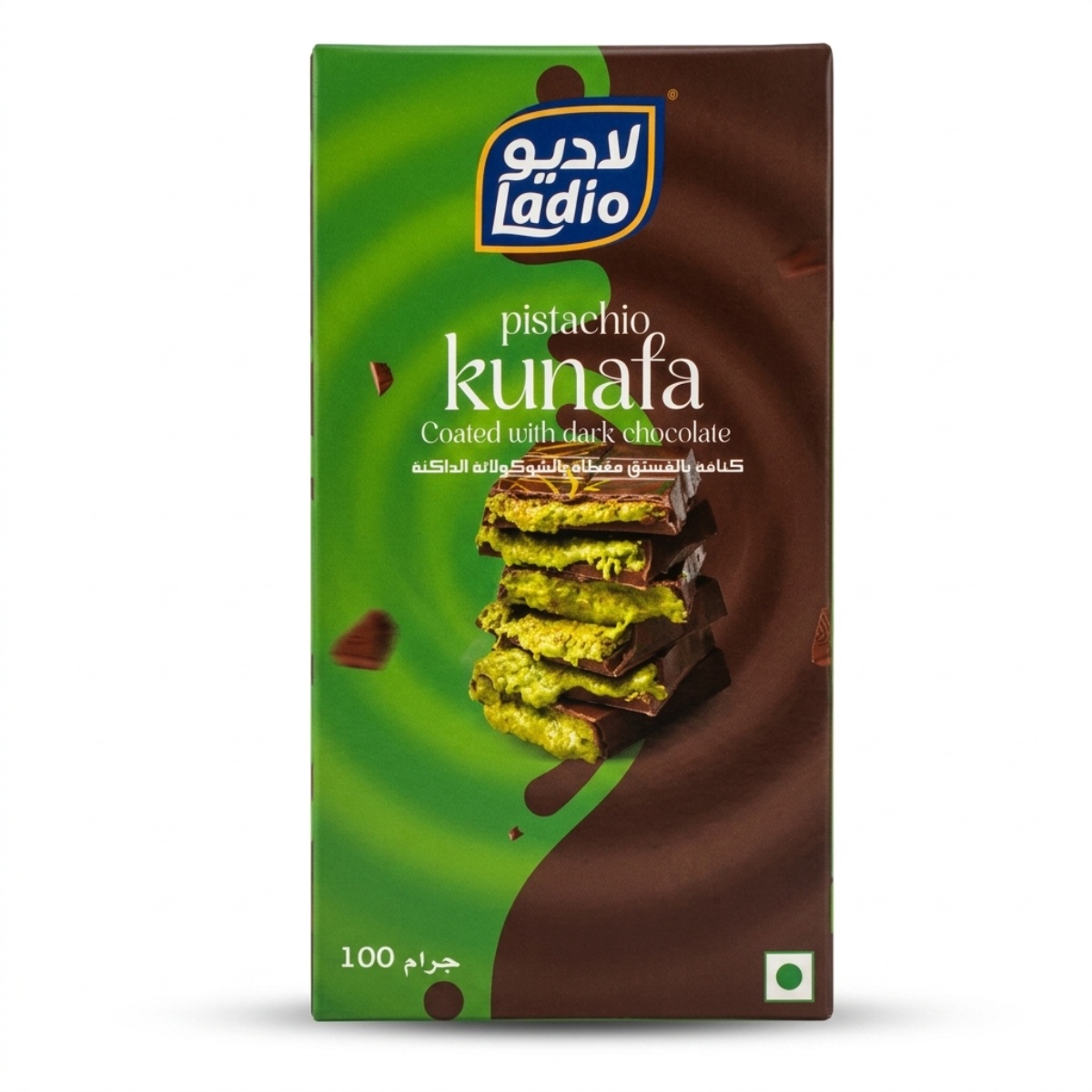 Ladio Pistachio Kunafa Coated with Dark Chocolate Bar 100g