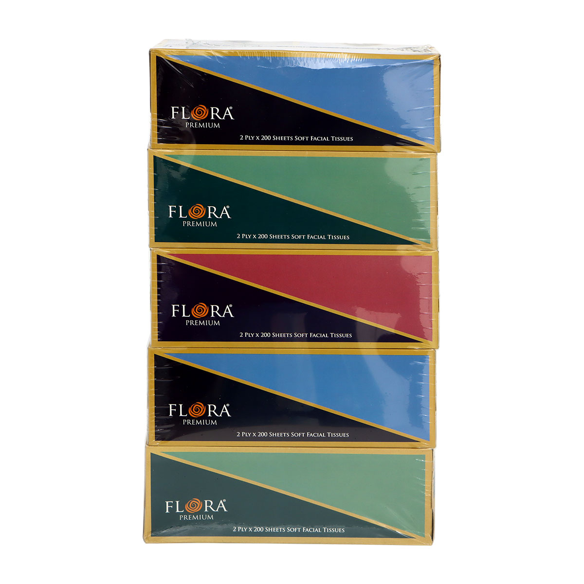 Flora Premium 2 Ply x 200 Soft Facial Tissue Box 5 Pieces