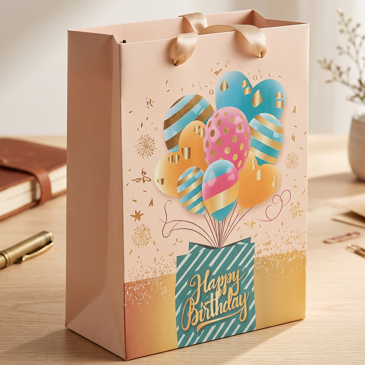 Happy Birthday & Balloon Printed Gift Bag