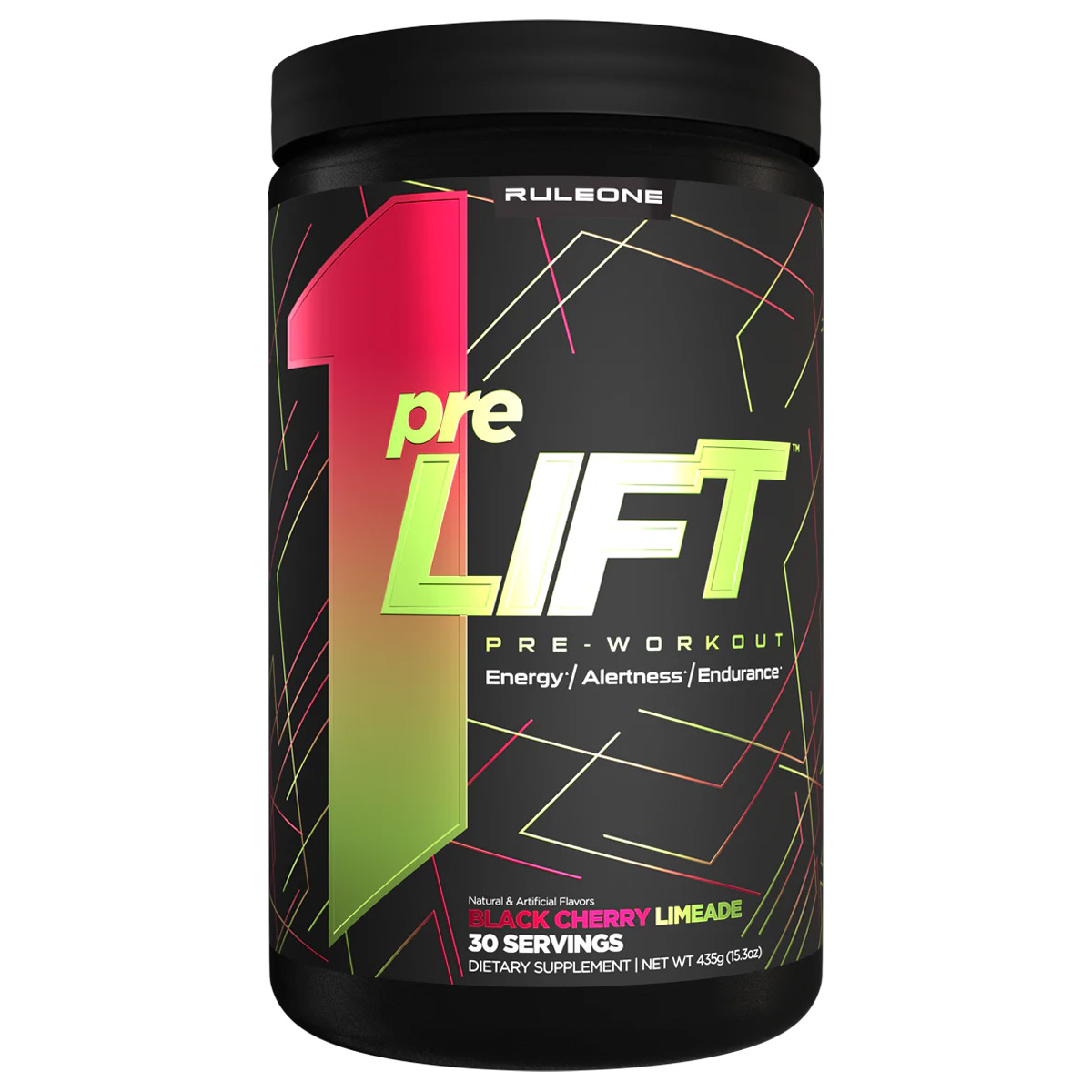 Rule 1 Pre Lift Pre-Workout Powder Black Cherry Limeade Flavor 435g