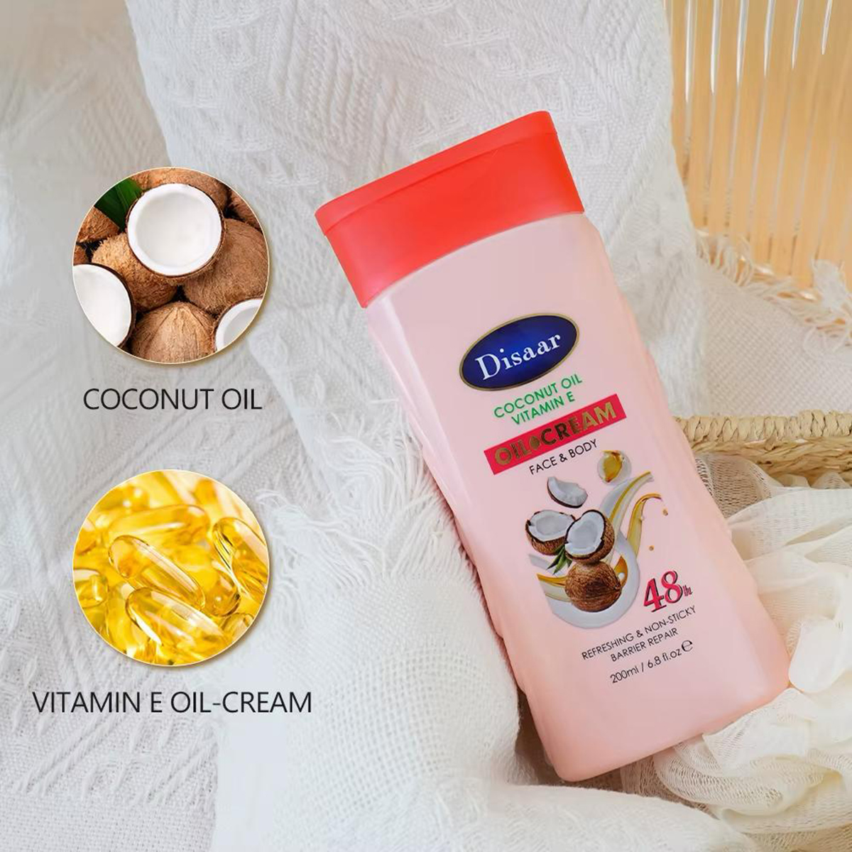 Disaar Coconut Oil Vitamin E Oil Cream Face & Body 200ml
