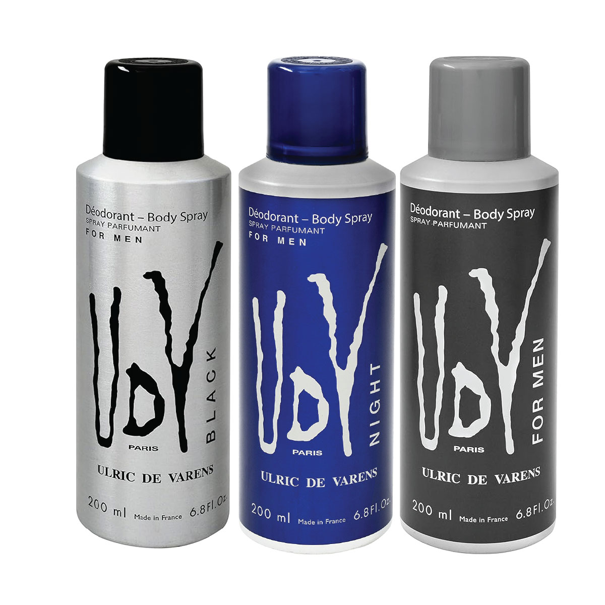 Ulric de Varens Deodorant Body Spray Assorted 3x200ml