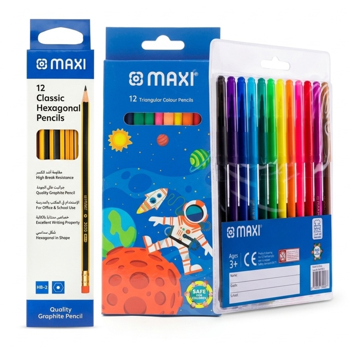 Maxi Classic Hexagonal Pencils and Triangular Colour Pencil Set