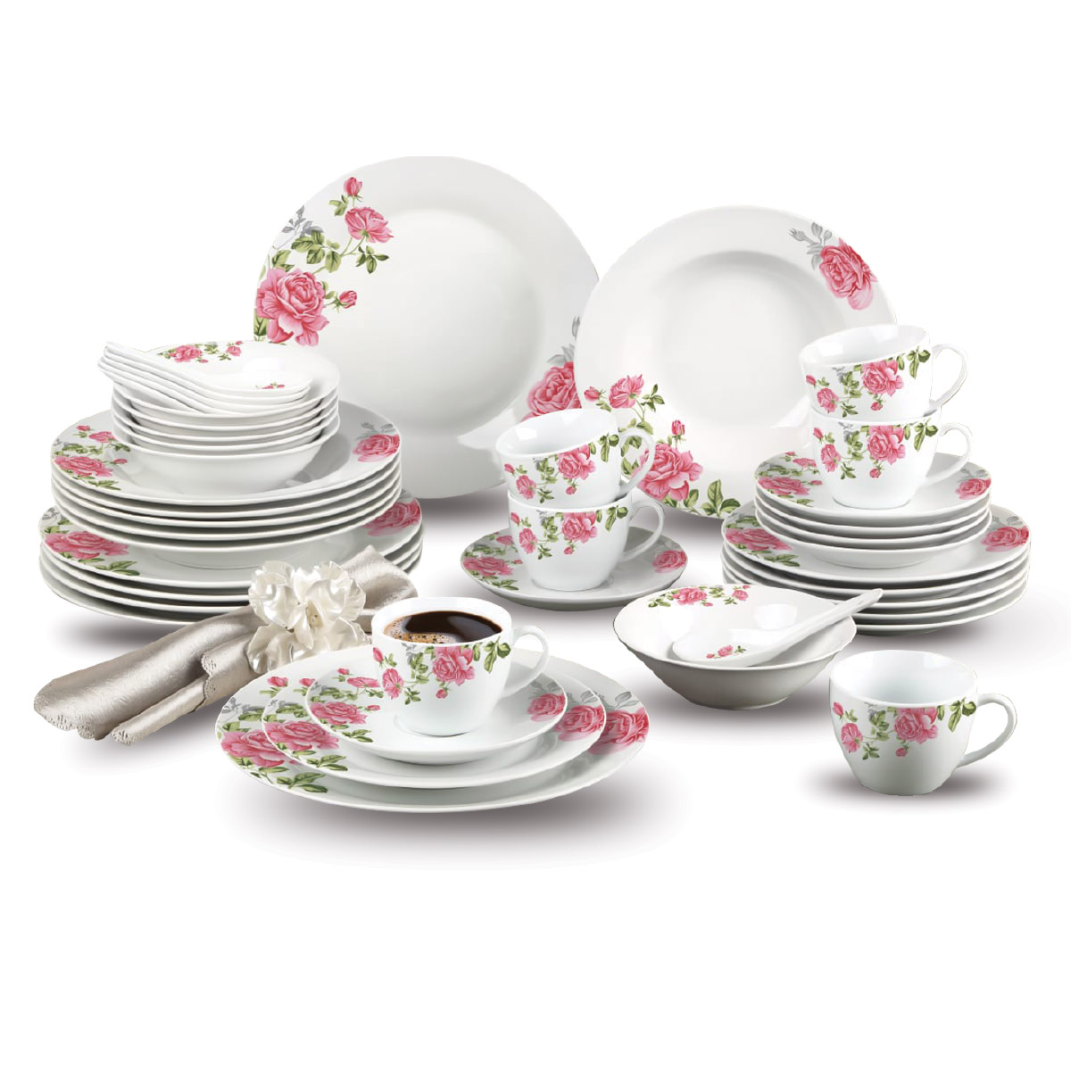 Flower Themed Blue Dinner Set
