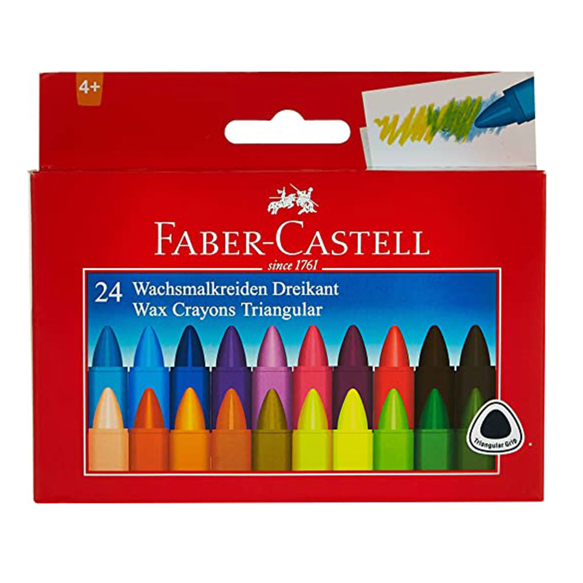 Faber Castell Triangular Wax Crayons 24 Colours