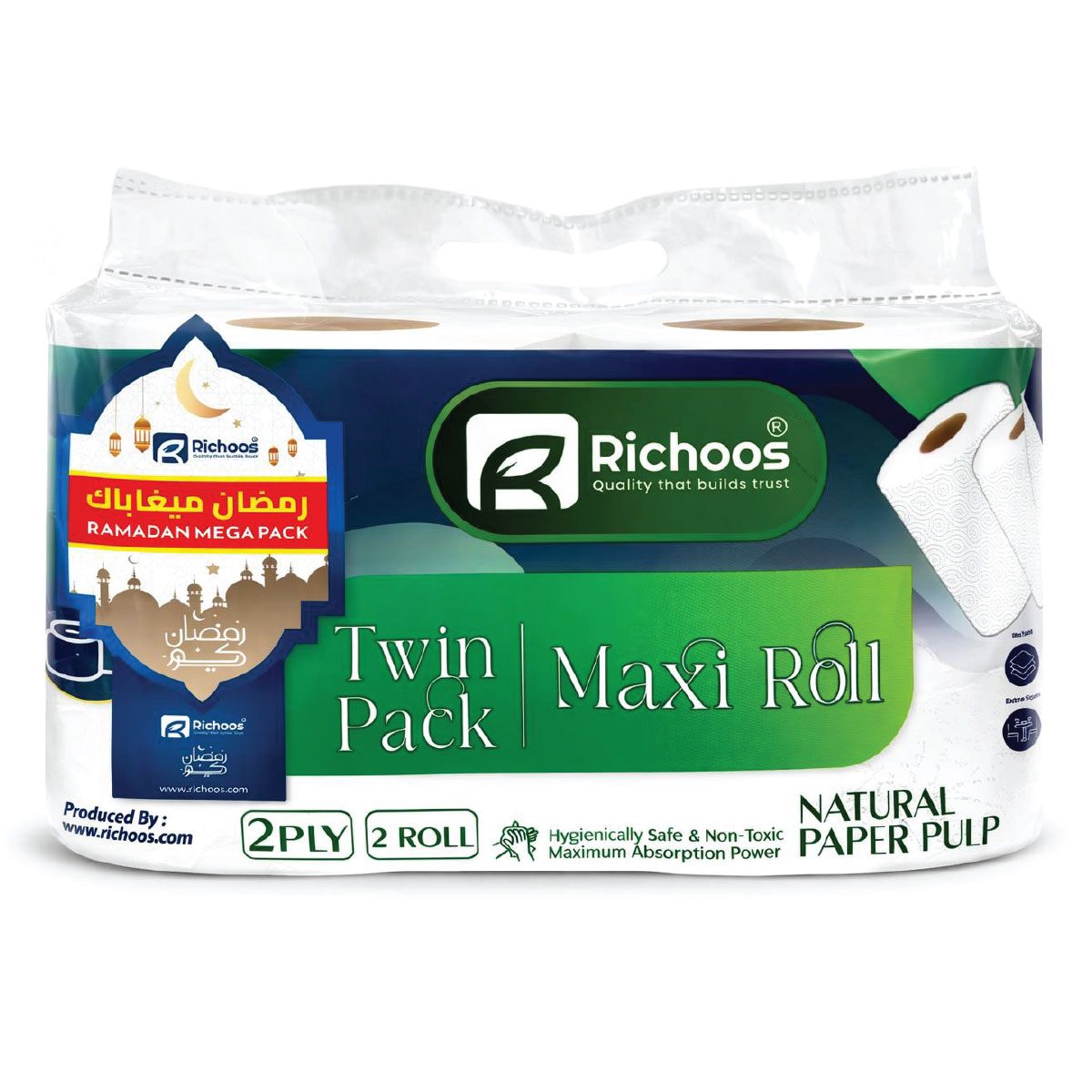 Richoos Maxi Roll 2 Ply 2x1 Roll