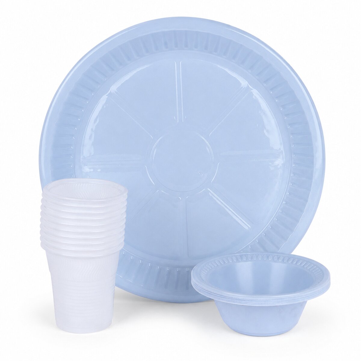 Disposable Plastic Tableware Set (Plate=10 Pieces, Glass=10 Pieces,Cup=5 Pieces)
