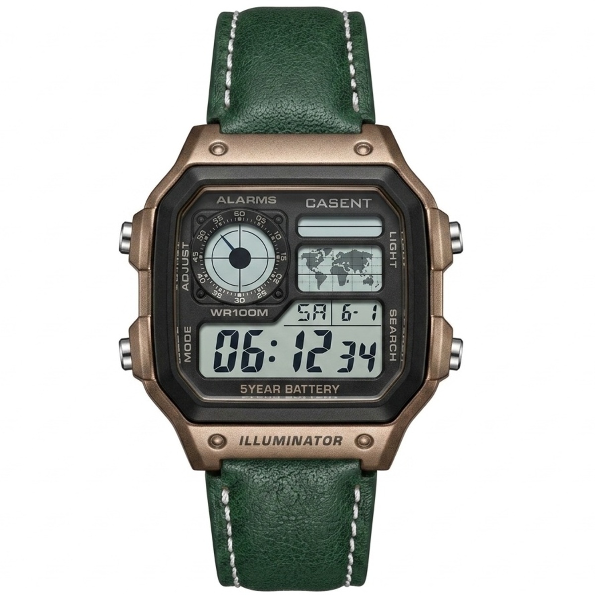 Digital Mens Leather Watch