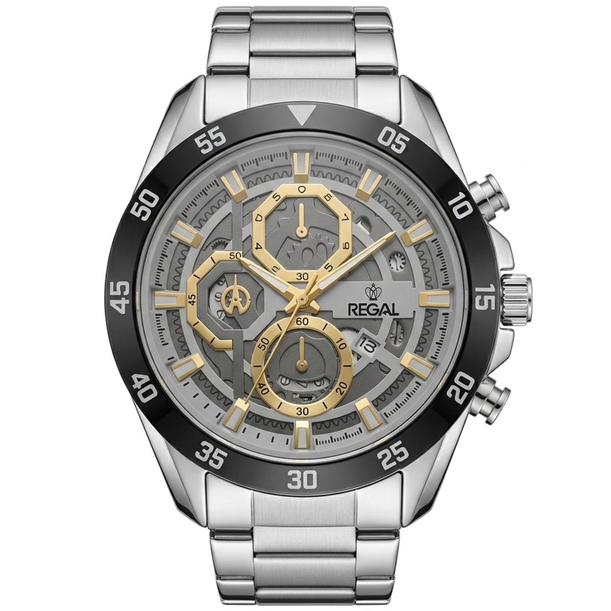 Regal Formal Watch For Men In Silver & Grey Color