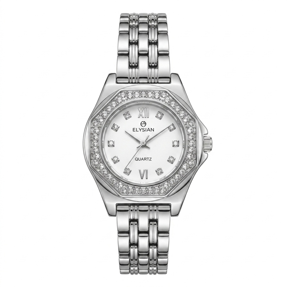 Elysian Formal Watch For Women In Silver & White Color
