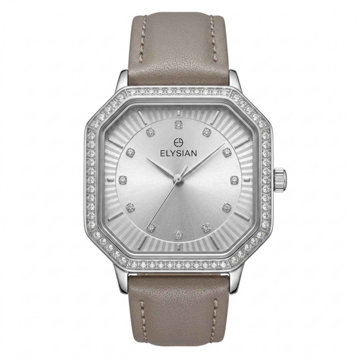 Elysian Rubber Strap Formal Watch For Women In Grey & Silver Color