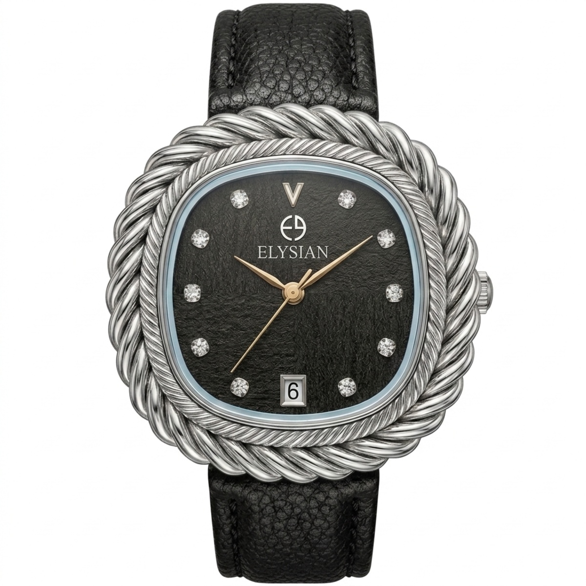 Elysian Rubber Strap Formal Watch For Women In Black Color