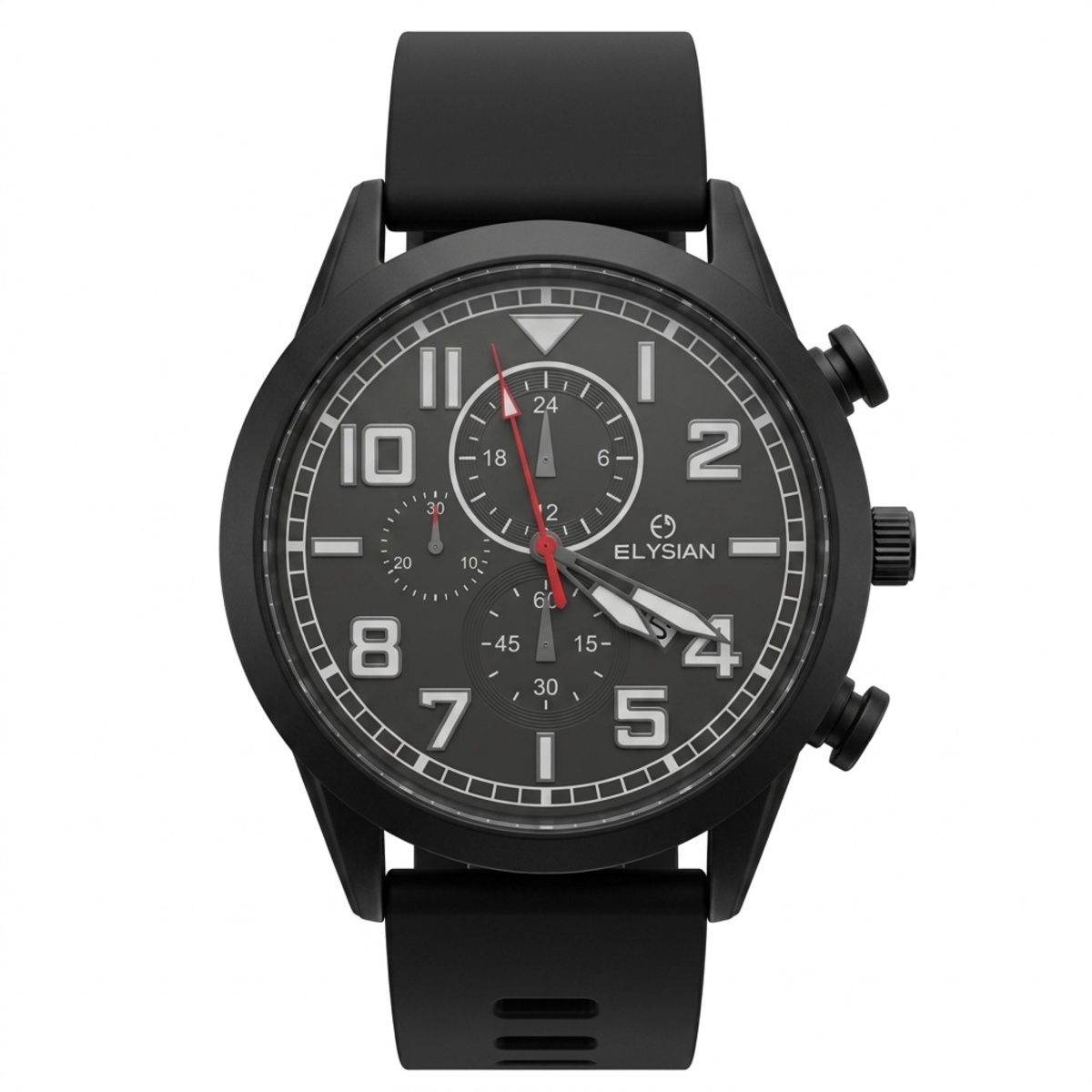 Elysian Rubber Strap Formal Watch For Men In Black Color
