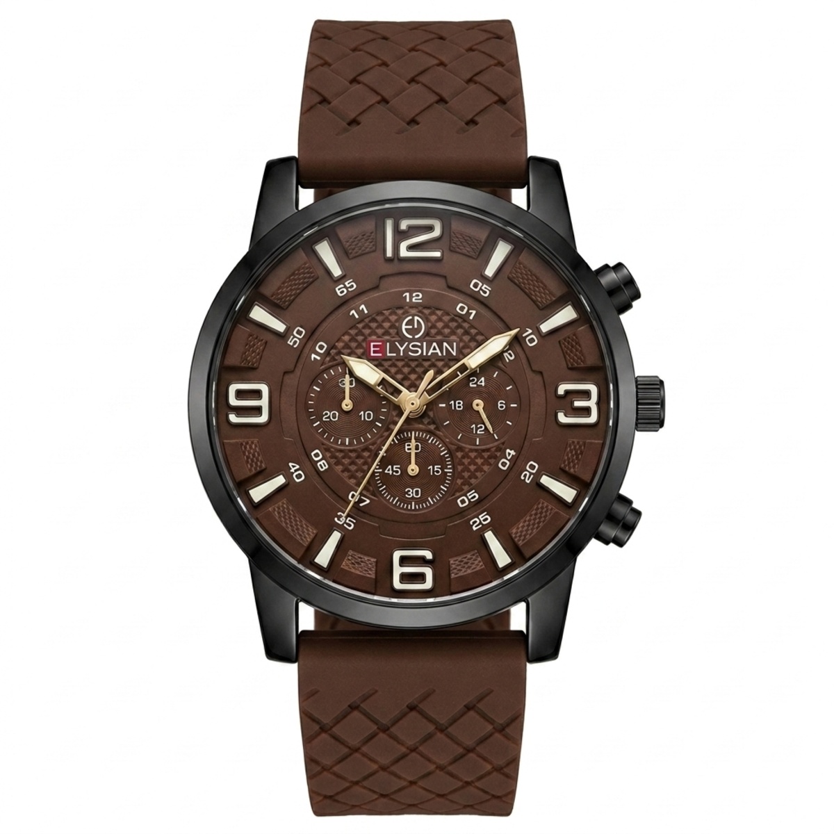 Elysian Rubber Strap Formal Watch For Men In Brown & Black Color