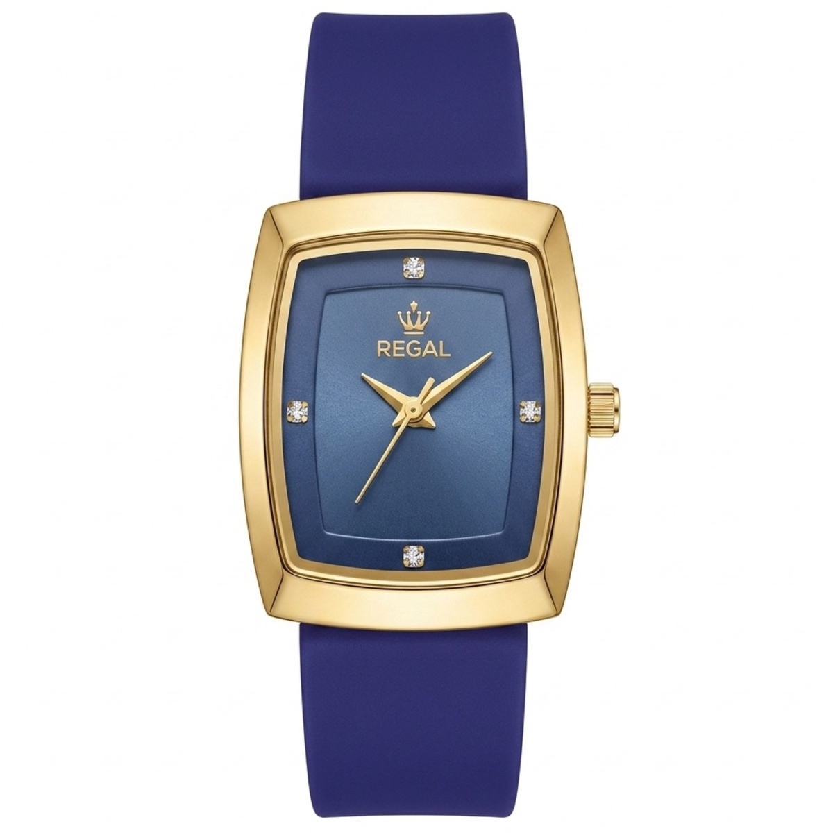 Regal Rubber Strap Formal Watch For Women In Blue & Golden Color