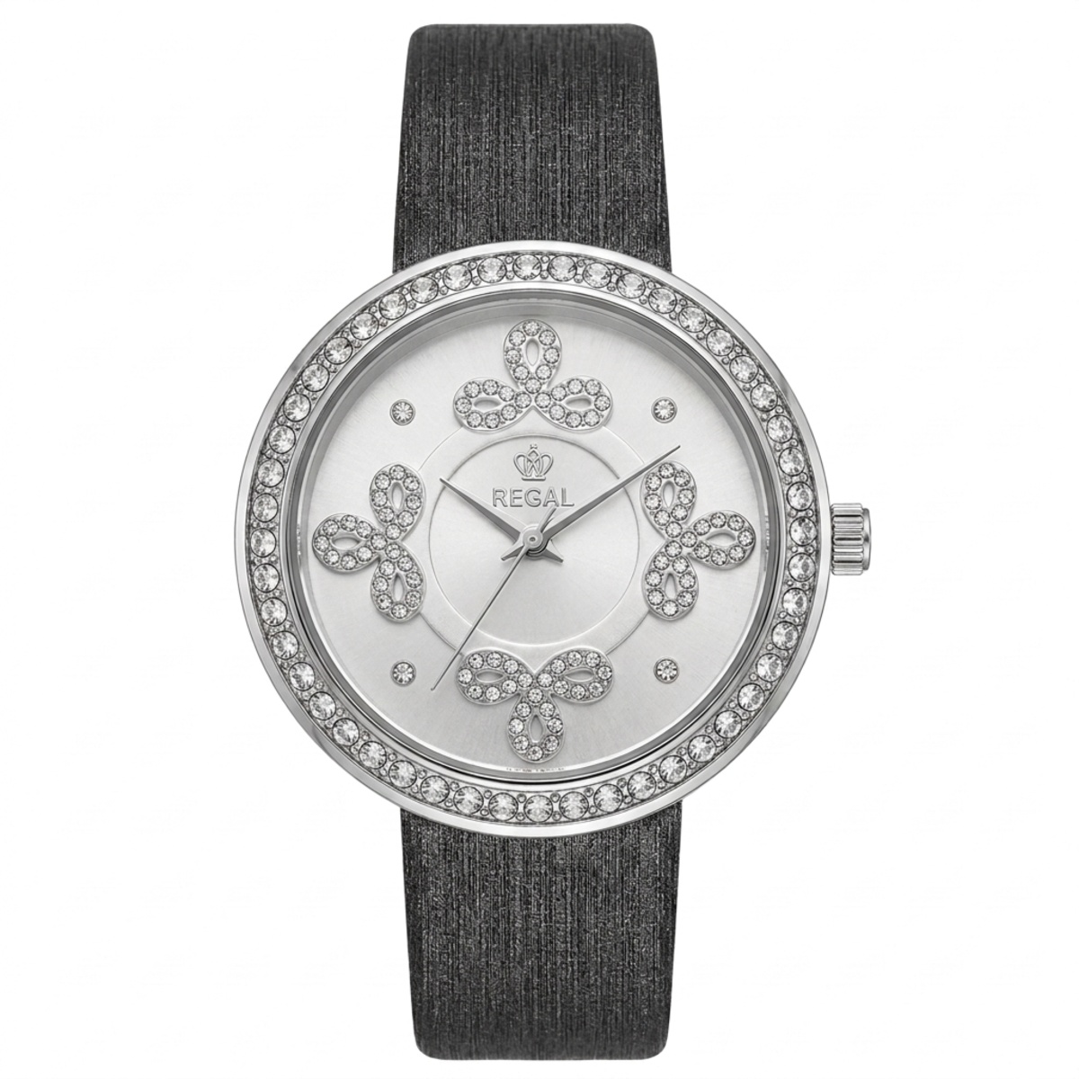 Regal Leather Strap Formal Watch For Women In Grey & Silver Color