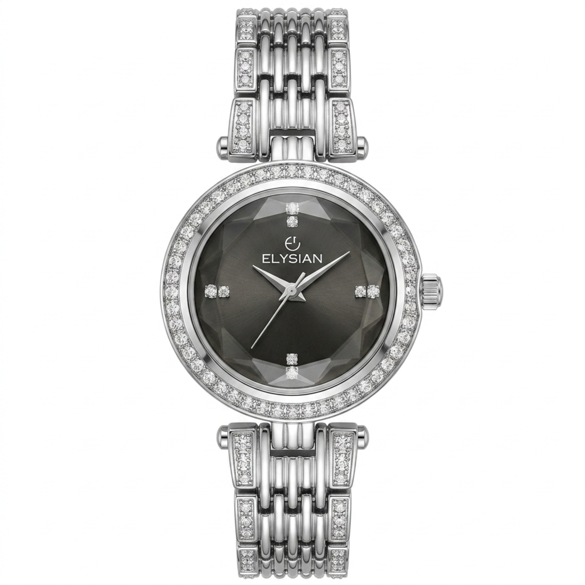 Elysian Formal Watch For Women In Silver & Black Color