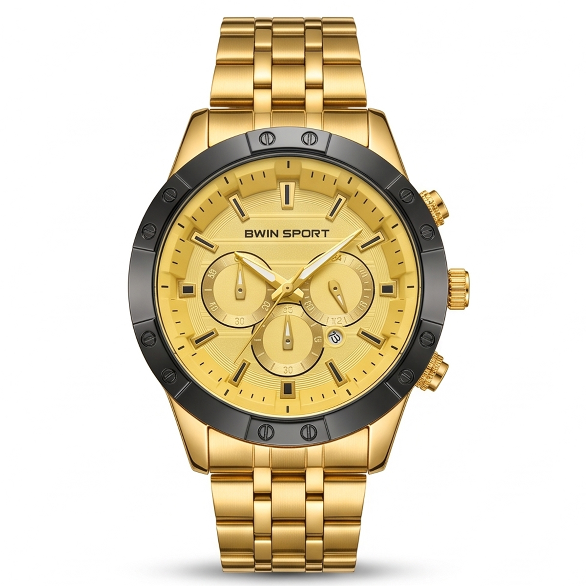 Swin Sport Mens Metal Watch Golden