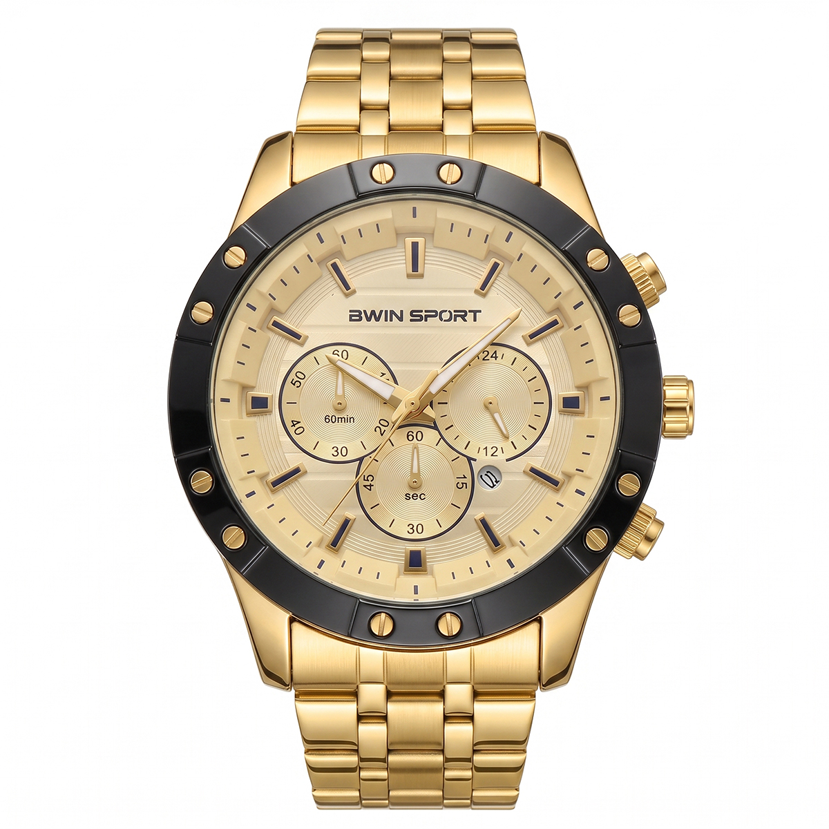 Swin Sport Mens Metal Watch Golden