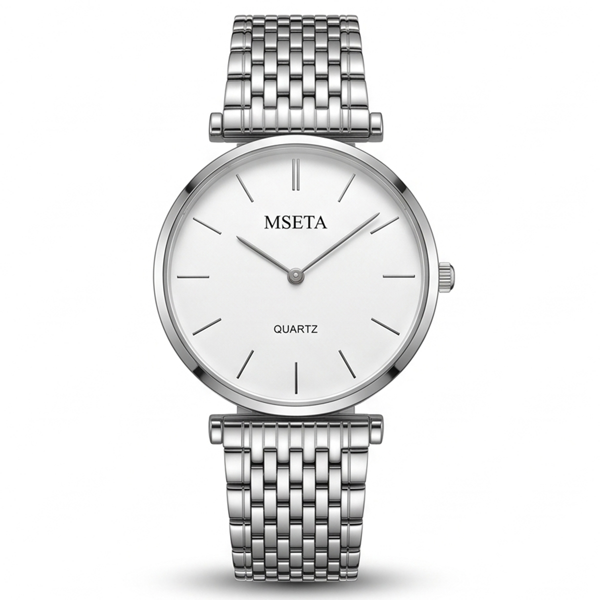 Mseta Mens Metal Watch White