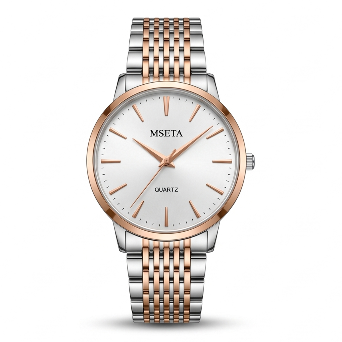 Mseta Mens Metal Watch White