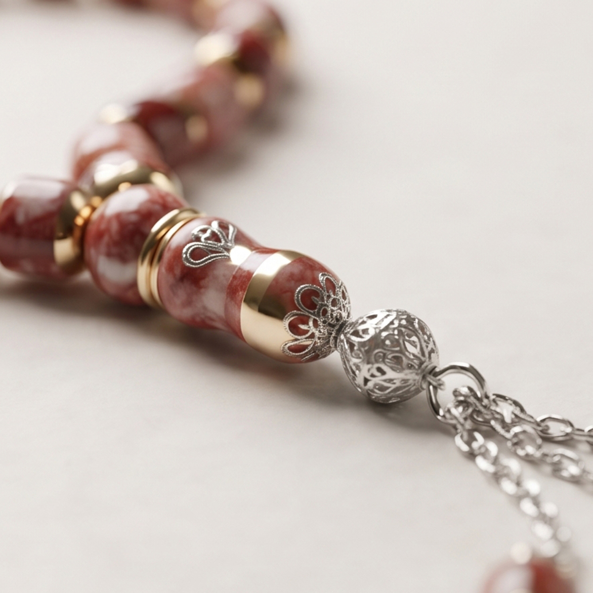 Striking Maroon & Mauve Marbled Tasbih