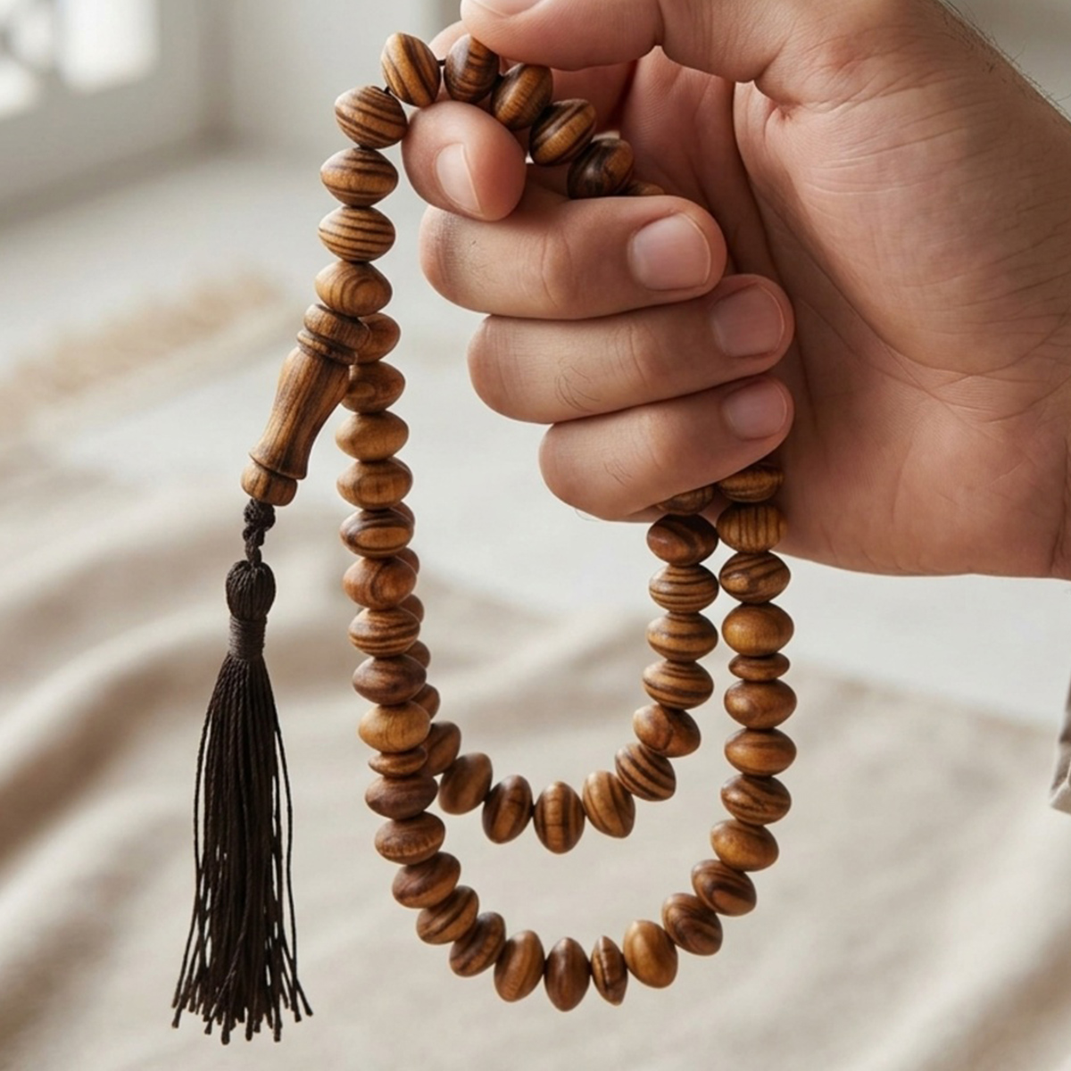 Wooden Prayer Beads With Tassel