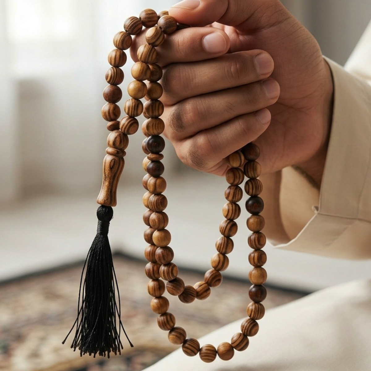Wooden Prayer Beads With Tassel