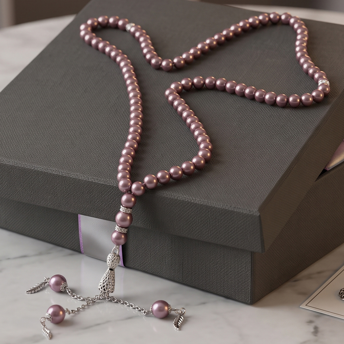 Elegant Islamic Prayer Beads Tasbih Muted Purple