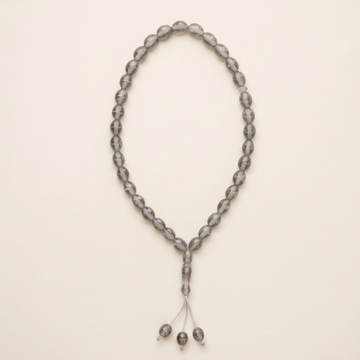 Translucent Grey Glass Islamic Prayer Beads Tasbih
