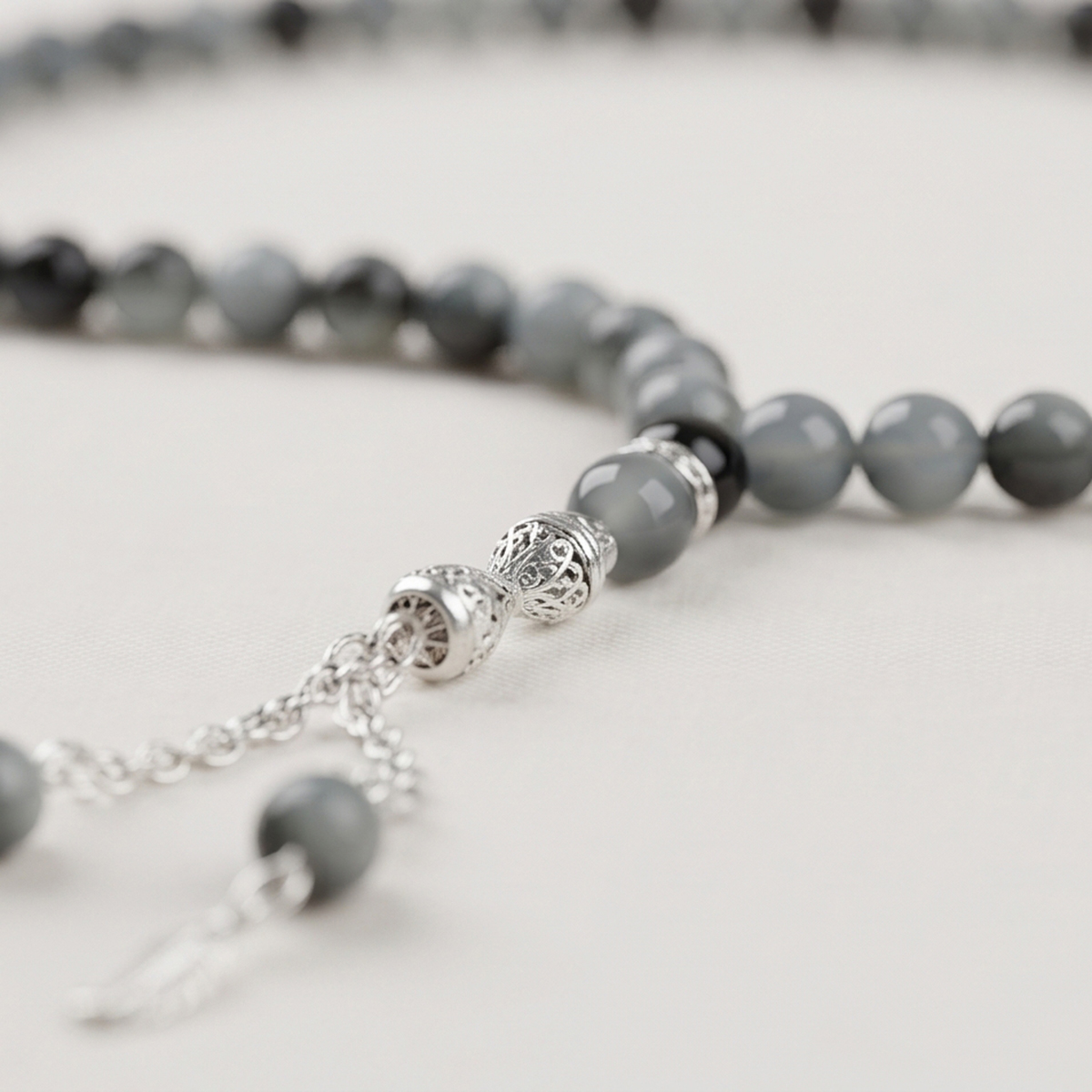 Round Prayer Beads Tasbih Grey