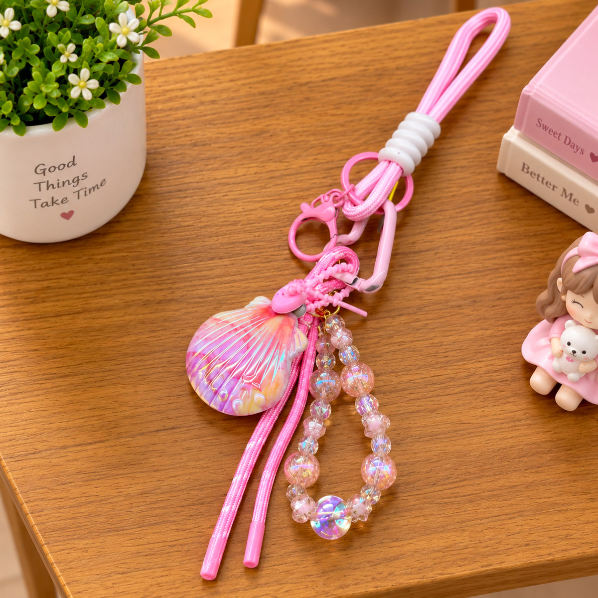 Pink Shell Themed Key Chain