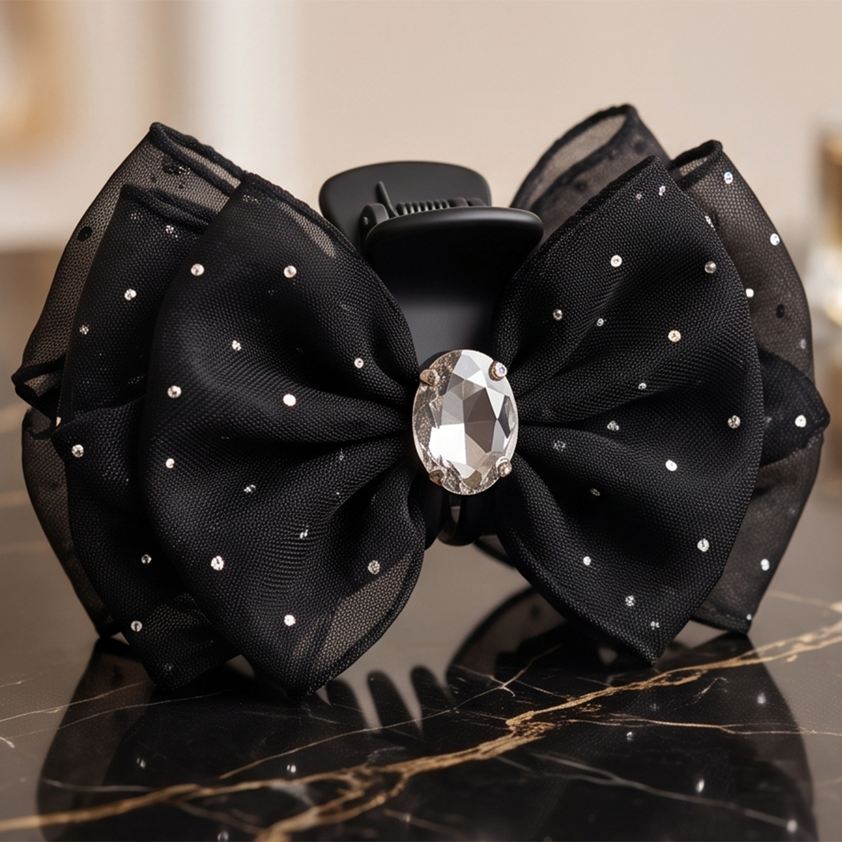 Flower Hair Clip Black