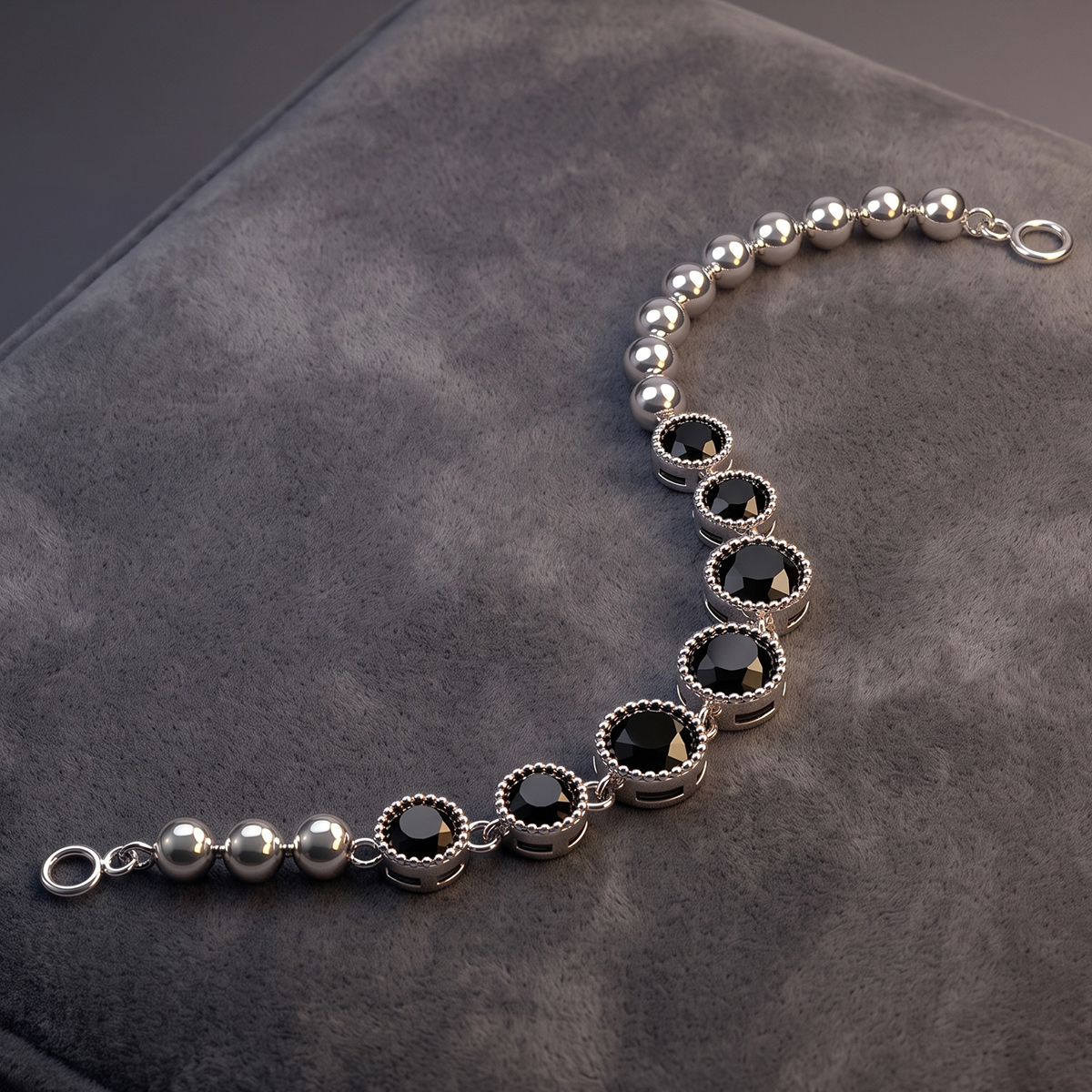 Stone Bracelet Silver and Black