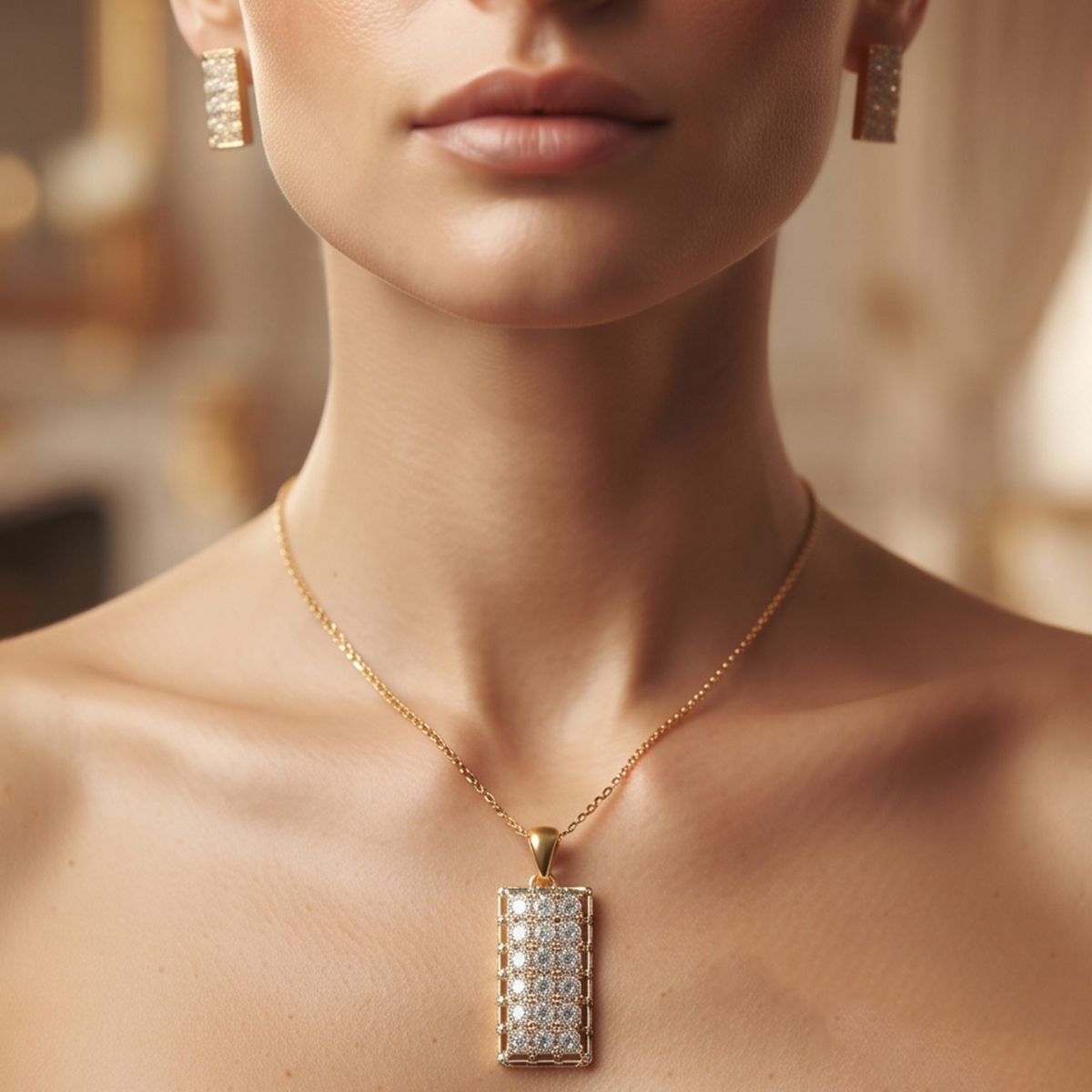Golden Chain Necklace Set For Women