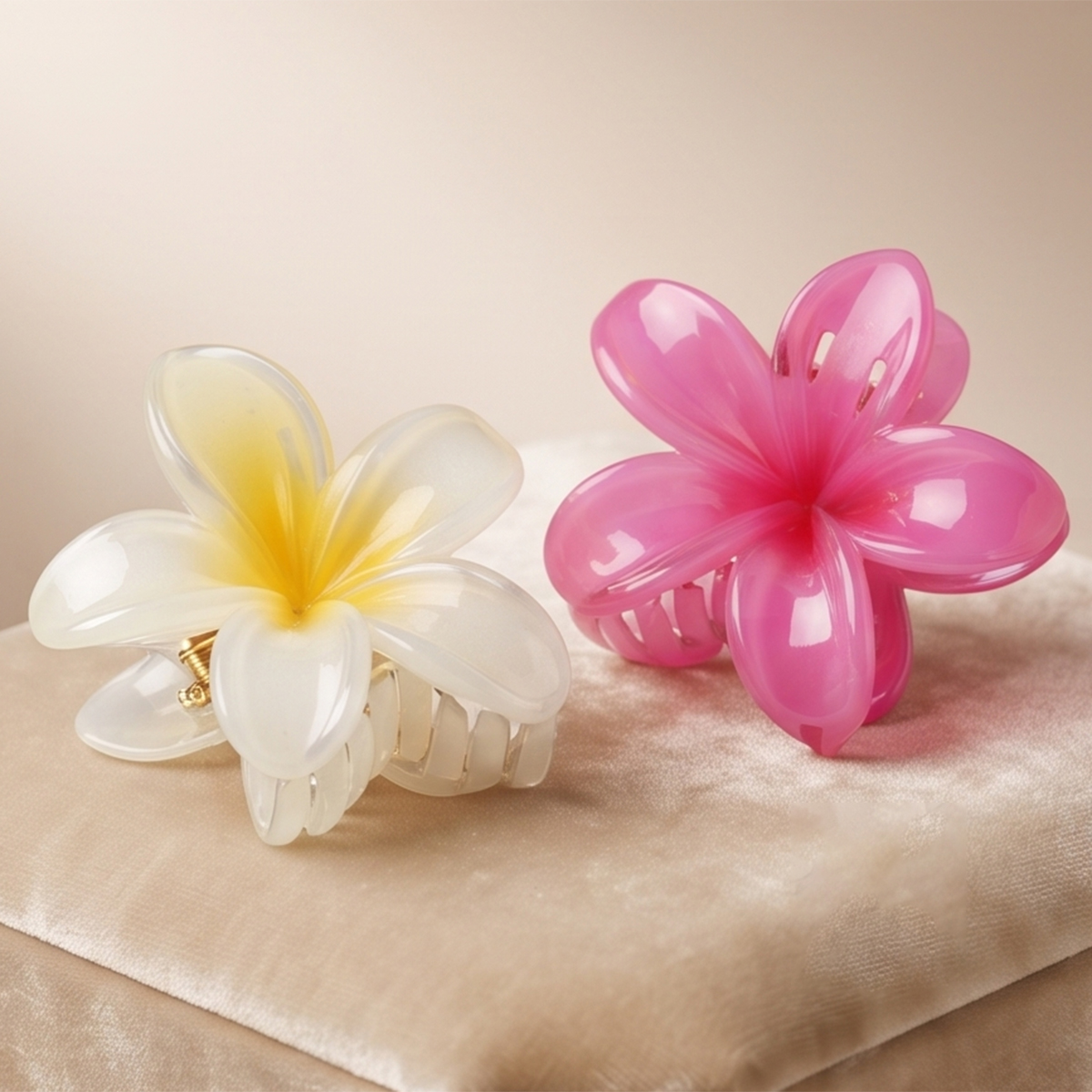 Acrylic Flower Hair Clip Set