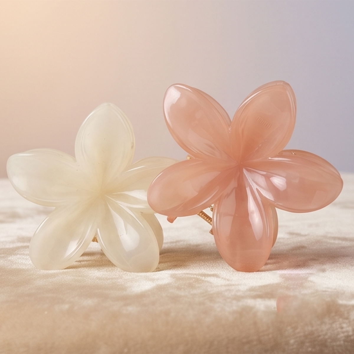 Acrylic Flower Hair Clip Set