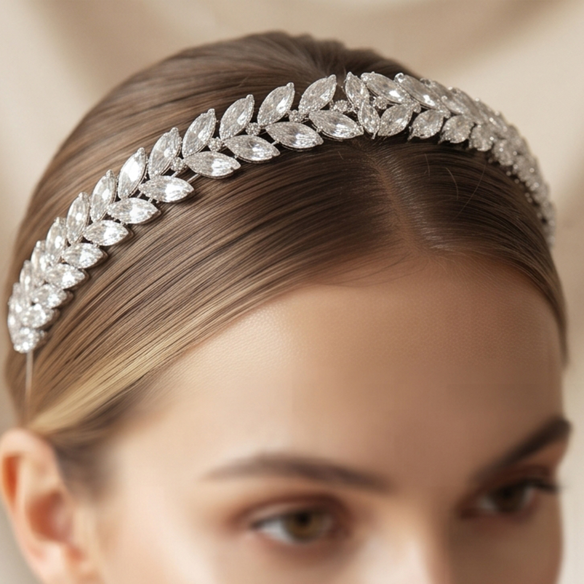 Crystal Leaf Design Headband Tiara