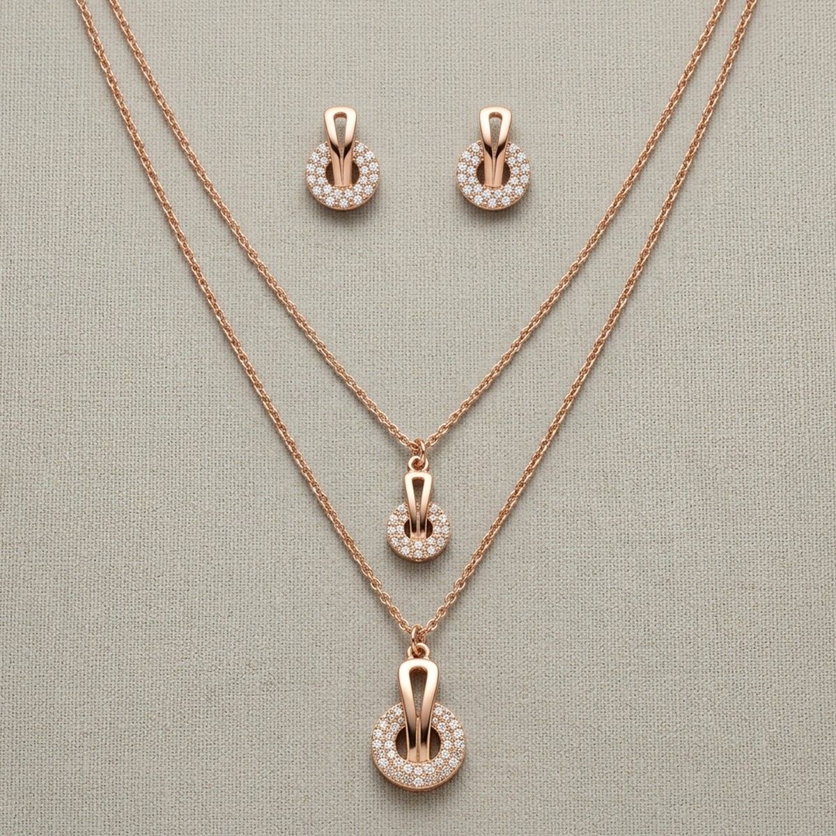 Elegant Rose Gold Necklace and Earring Set