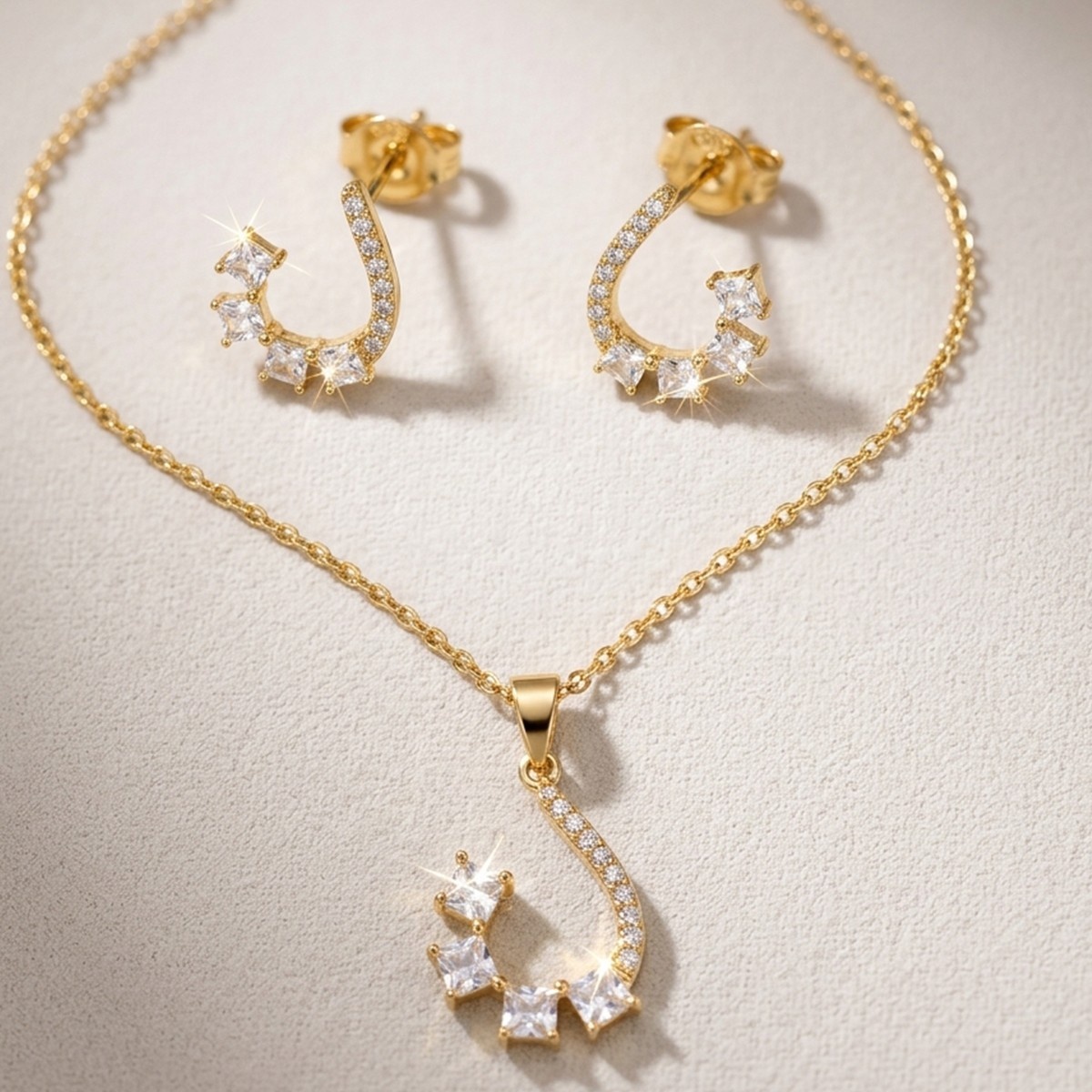 Golden-Tone Necklace and Earrings Set