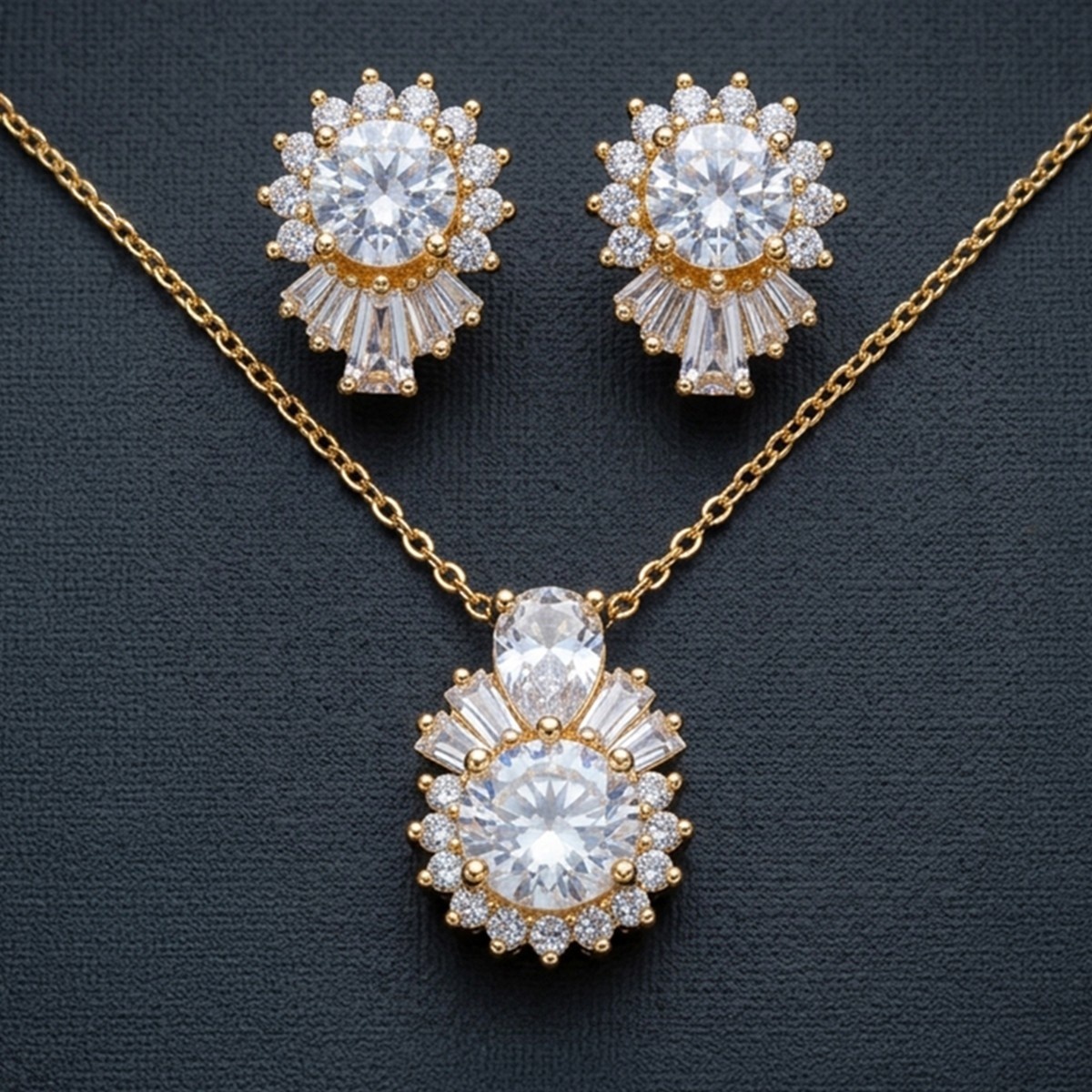 Elegant Necklace and Earring Set Golden-Tone Shopping