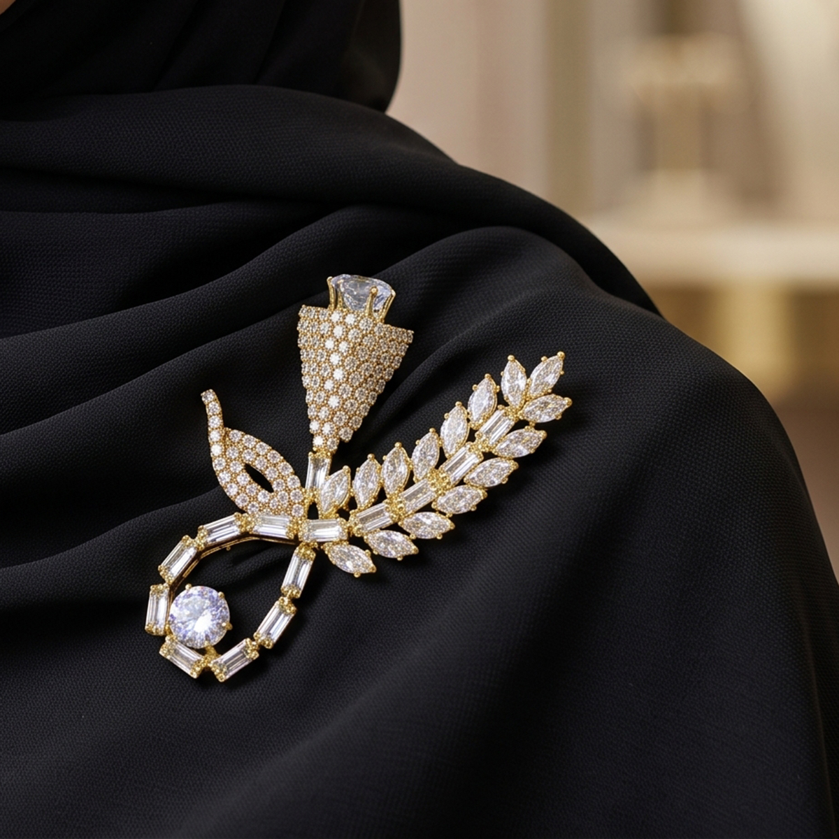 Elegant Floral Diamond Brooch