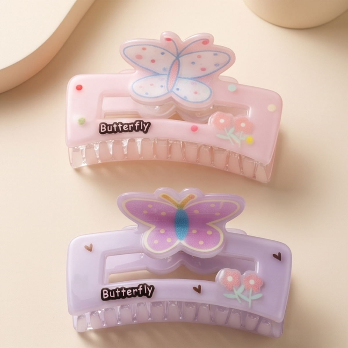Acrylic Butterfly Hair Clip Set 2 Pieces