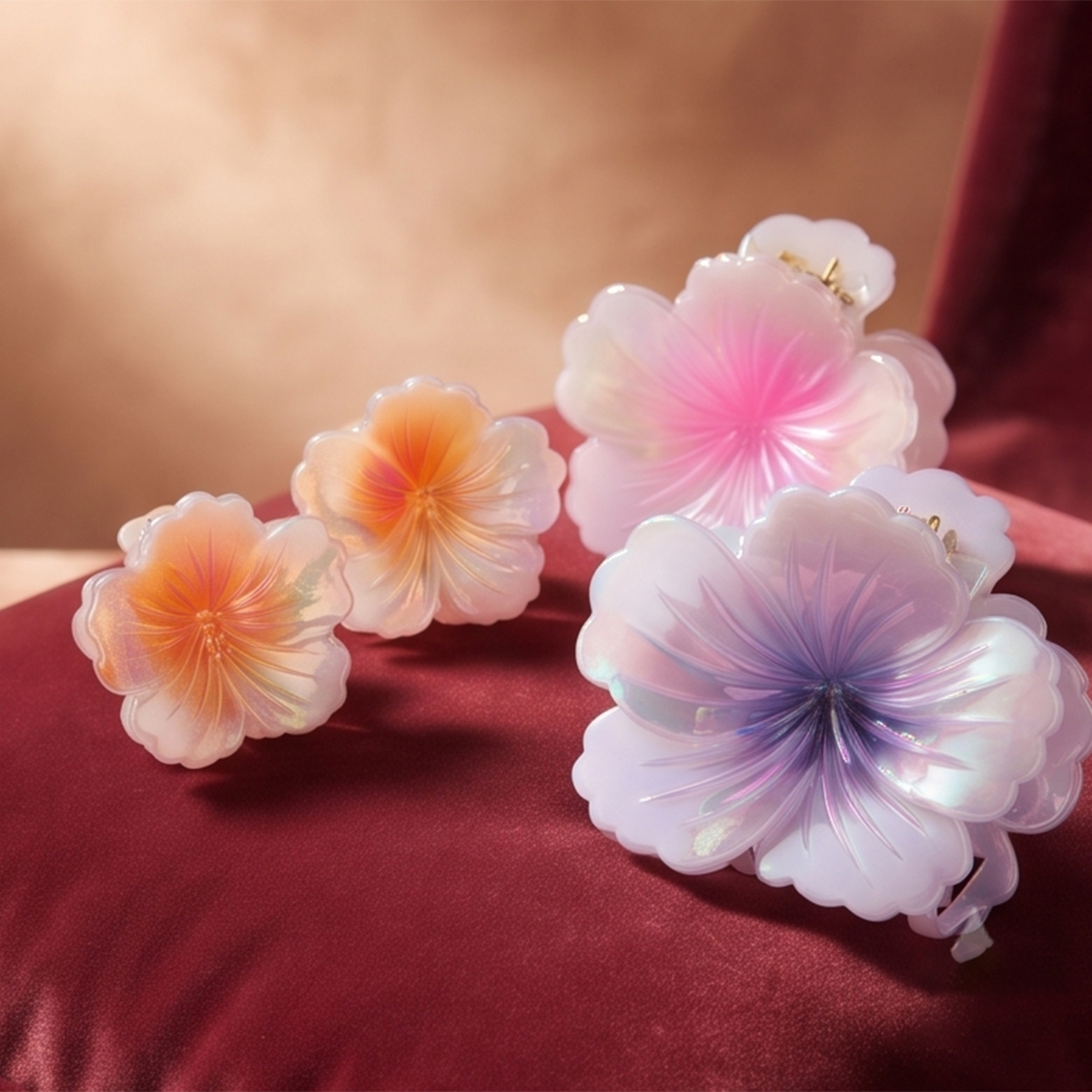 Flower Hair Clip Set 4 Pieces