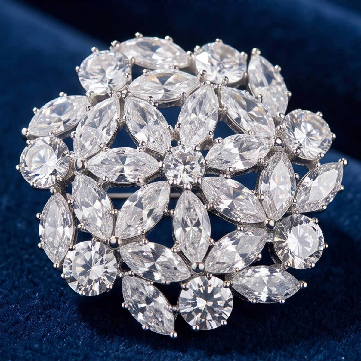 Crystal Floral Brooch